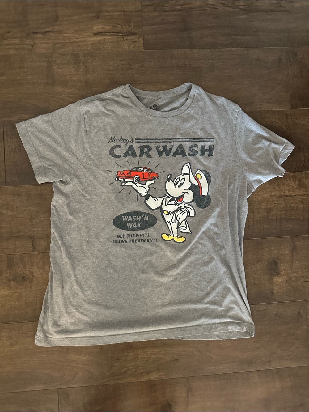 Disney Mickey Car Wash Graphic Tee - Gray, Red, Yellow